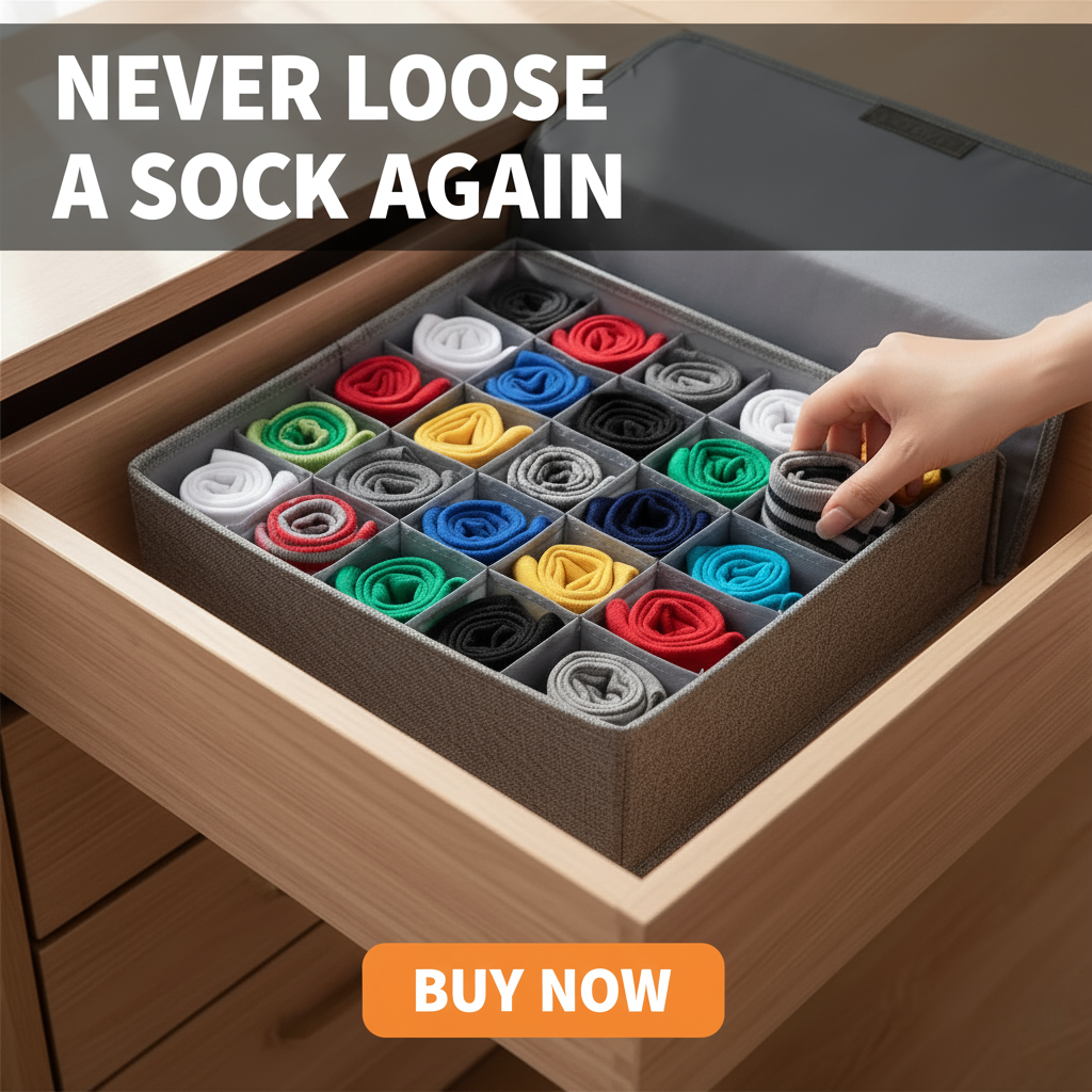 Socks Grid Organizer Box