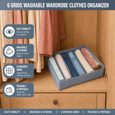 6-Grid Wardrobe Clothes Organizer