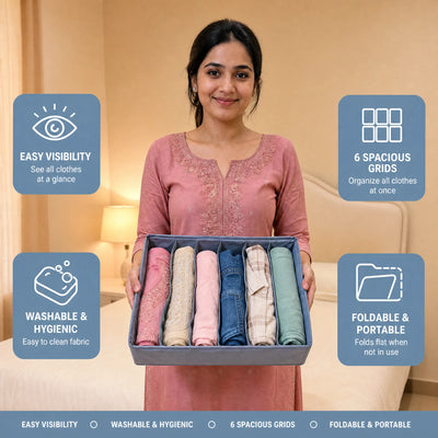 6-Grid Wardrobe Clothes Organizer