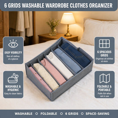 6-Grid Wardrobe Clothes Organizer