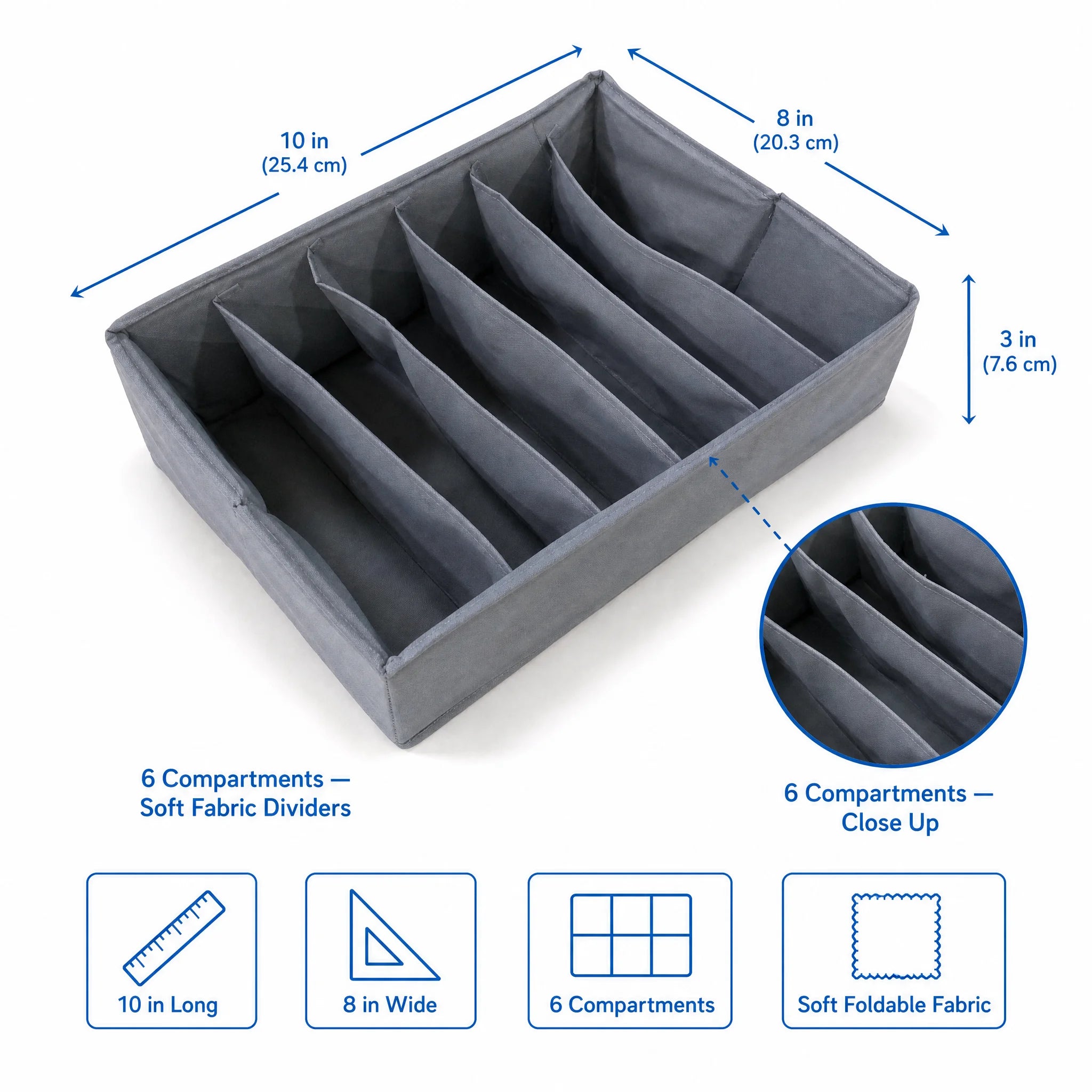 Organizer dimensions diagram