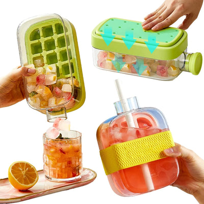 2-in-1 Ice Maker Ice Tray Water Bottle