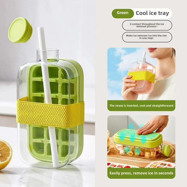 2-in-1 Ice Maker Ice Tray Water Bottle