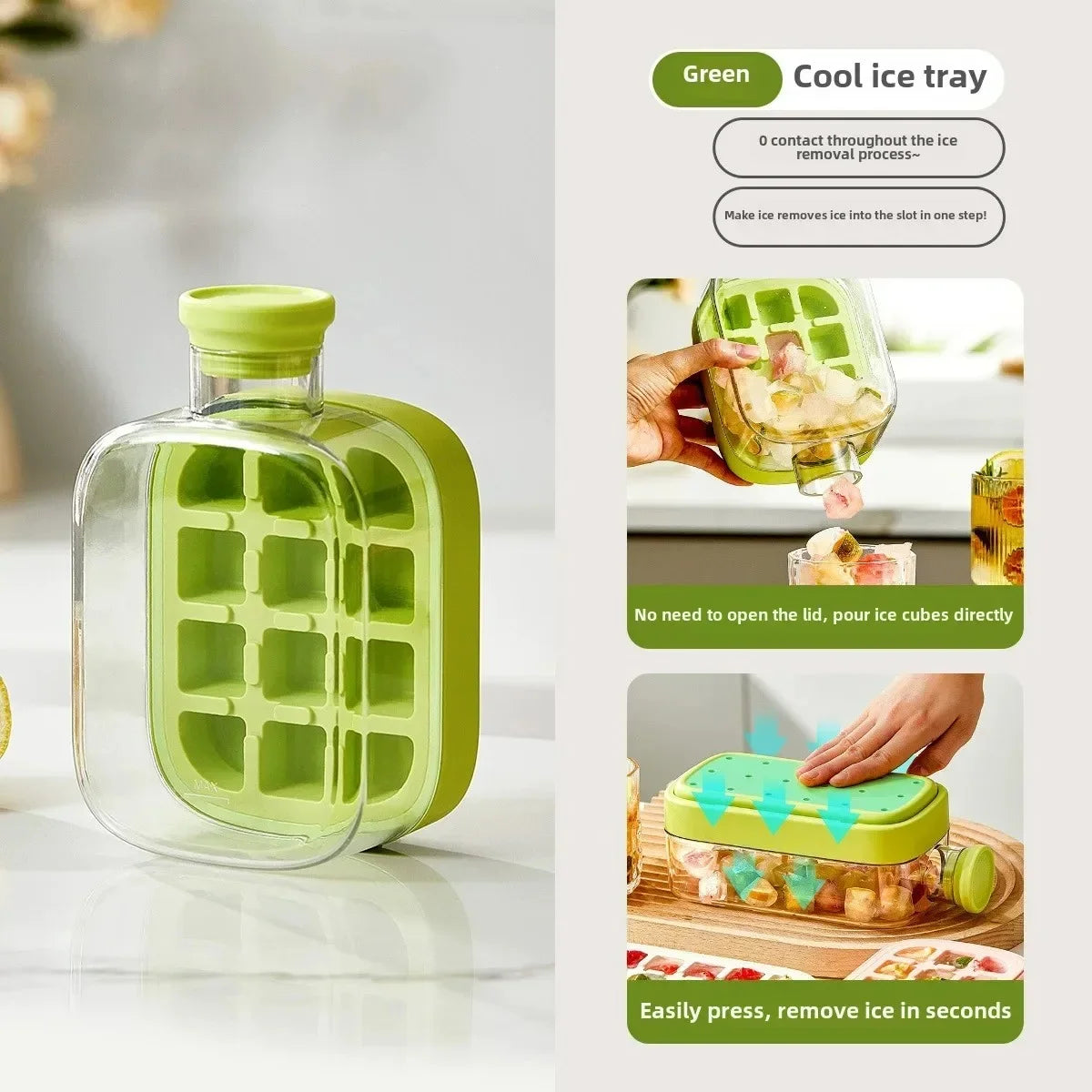 2-in-1 Ice Maker Ice Tray Water Bottle