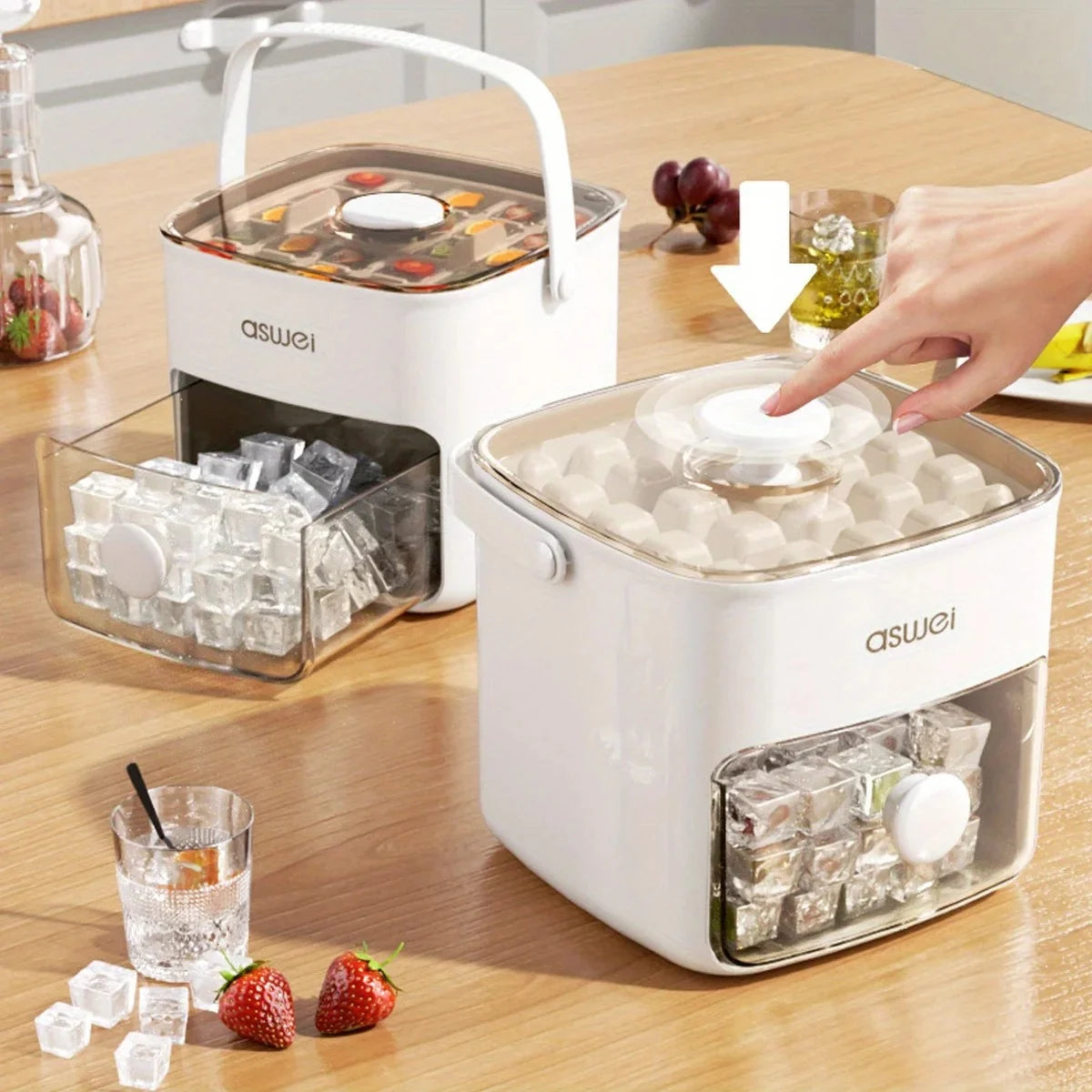 48-Cube Ice Tray with Double-Layer Design