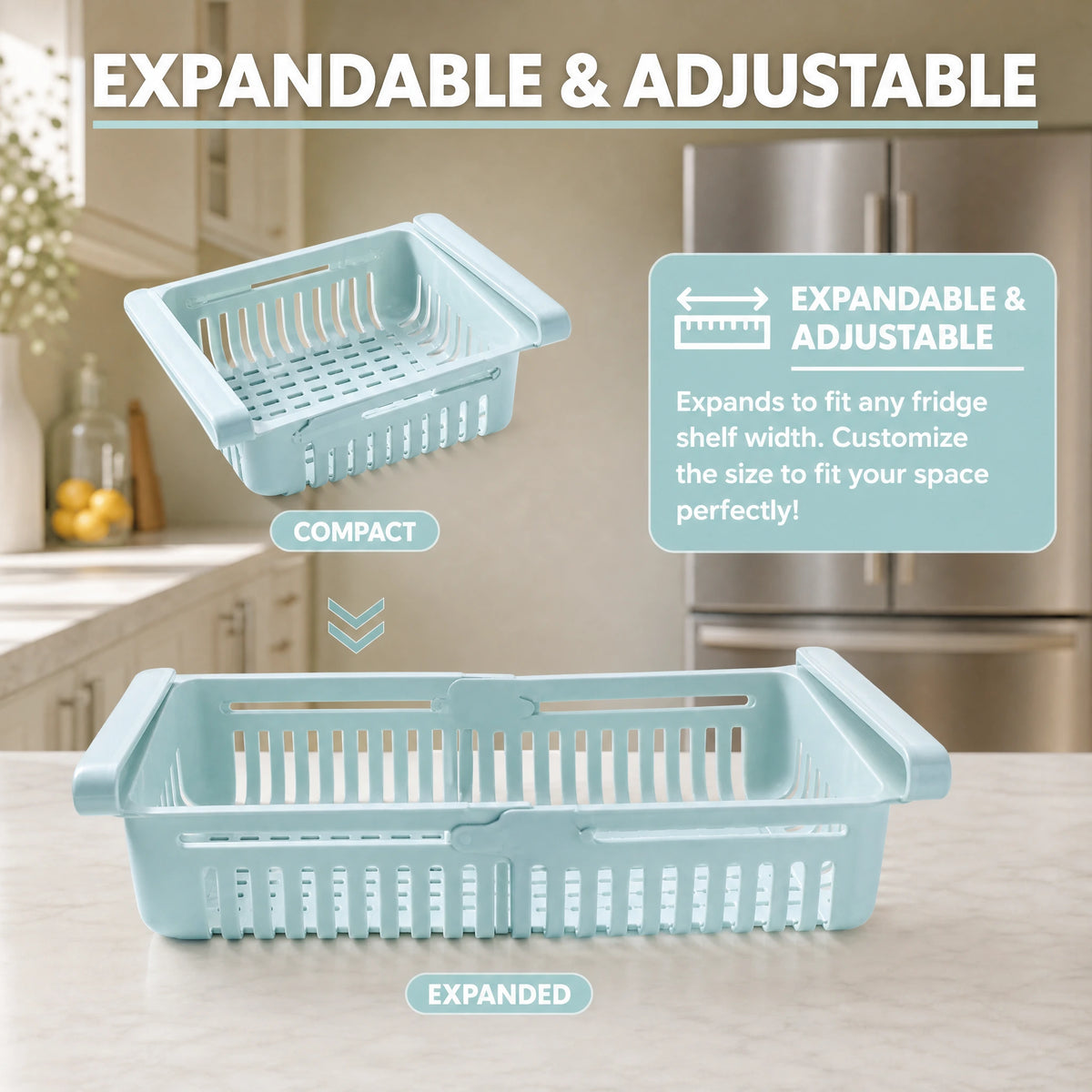 Adjustable Fridge Storage Basket