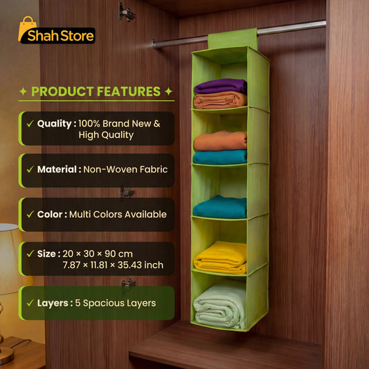 Closet Organizer Hanging Storage Bag – 5 Layer