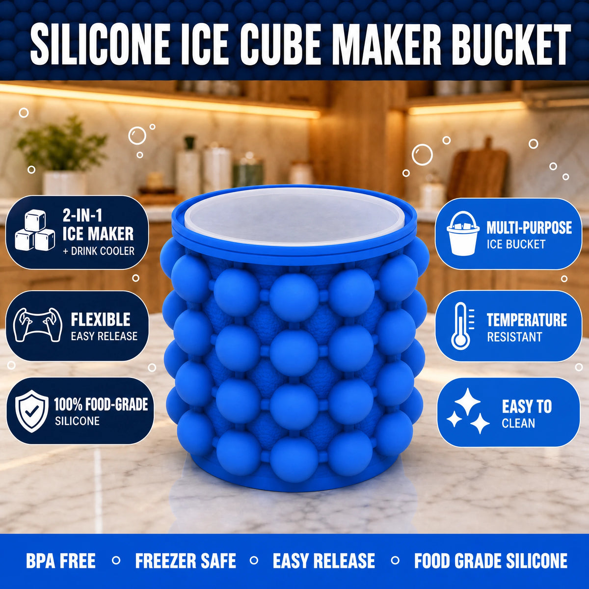 Silicone Ice Cube Maker Bucket