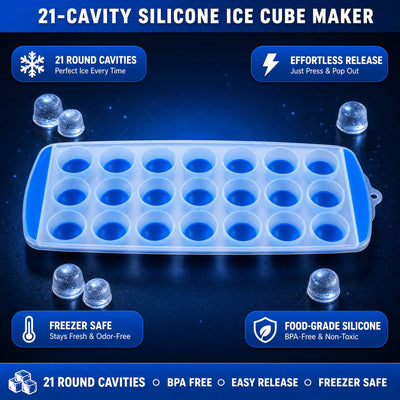 Silicone Round Ice Cube Tray – 21 Cavity