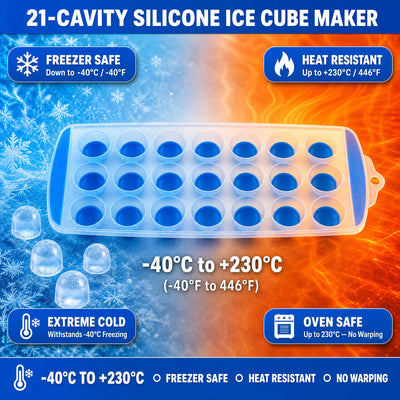 Silicone Round Ice Cube Tray – 21 Cavity