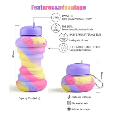 550ml Foldable Silicone Water Bottle