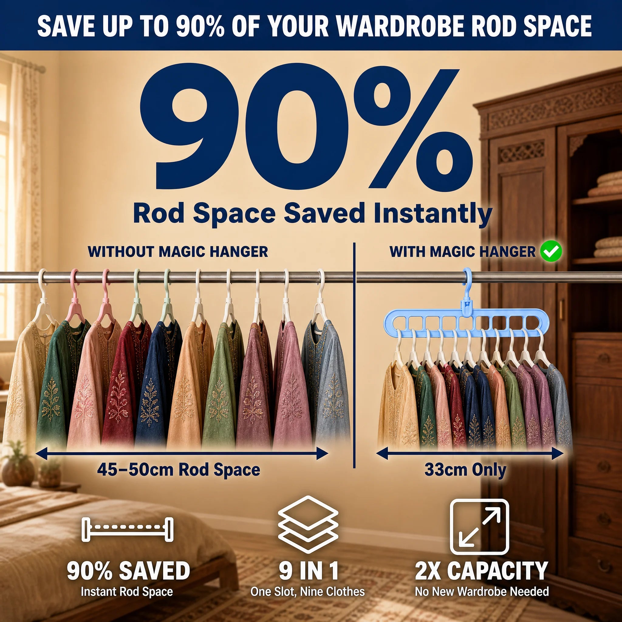 Before and after rod space comparison