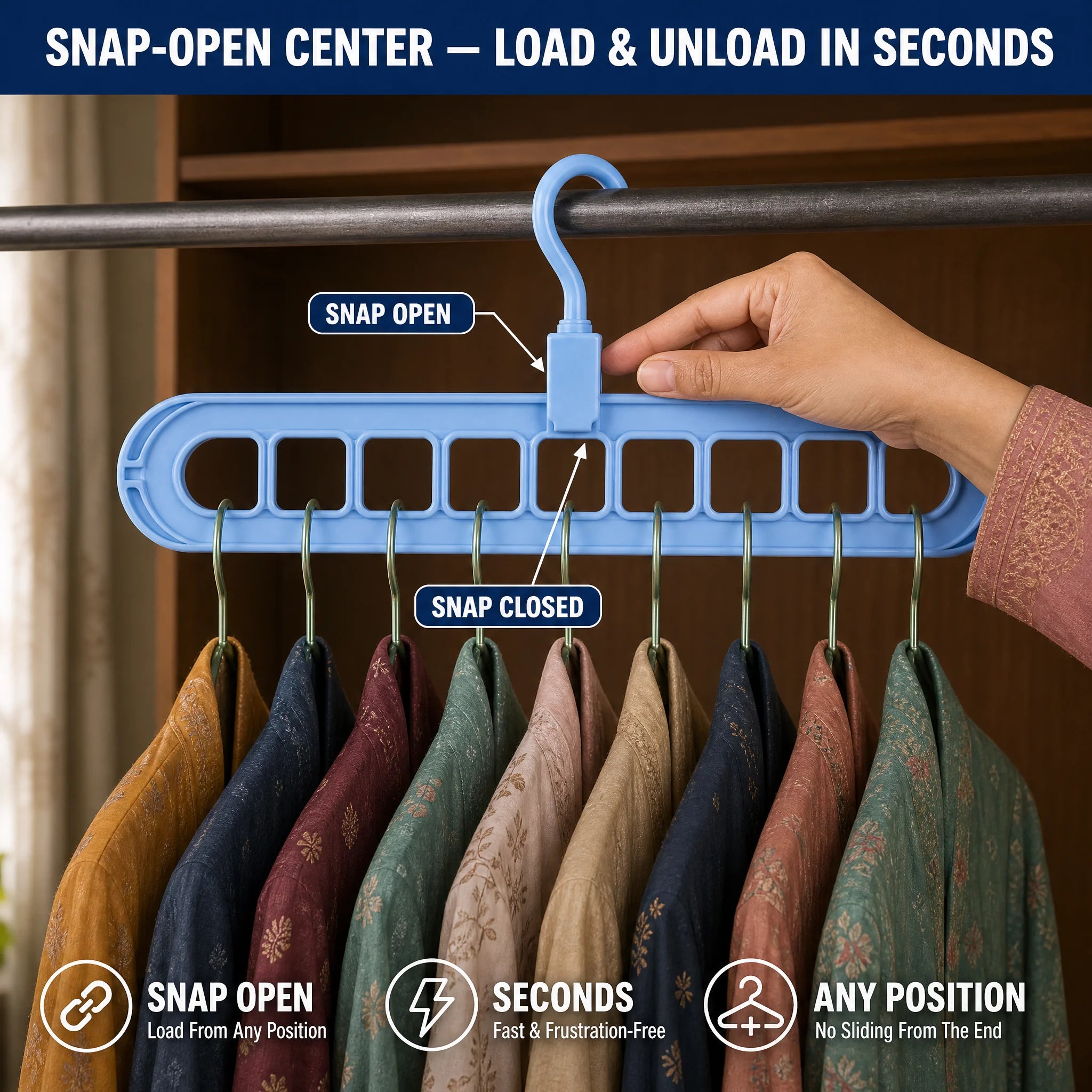 Snap-open center mechanism
