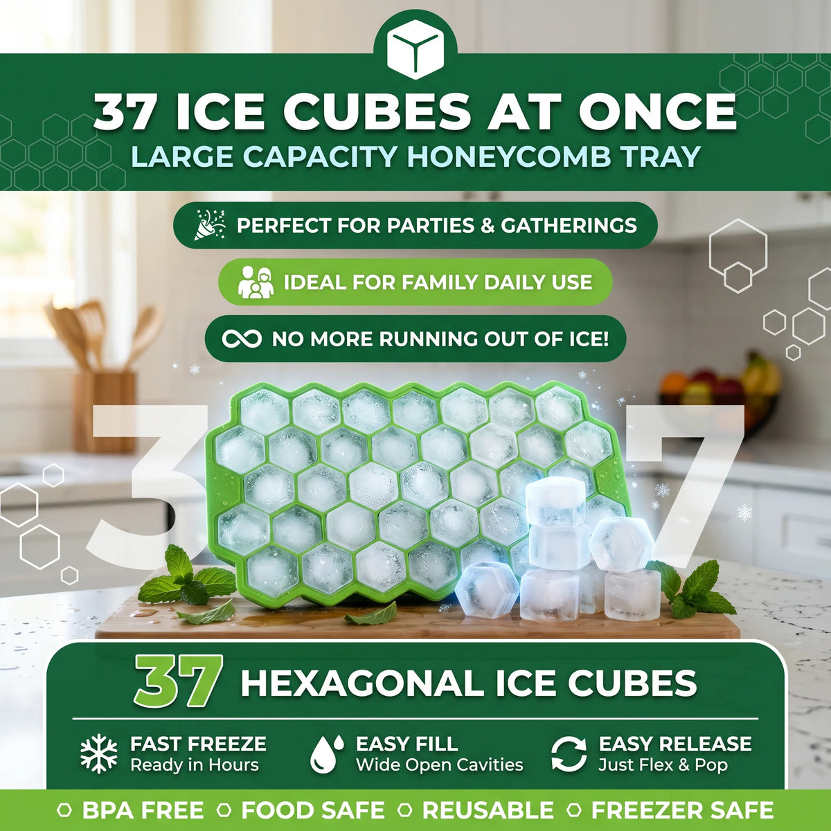 Silicone Honeycomb 37 Cavity Ice Cube