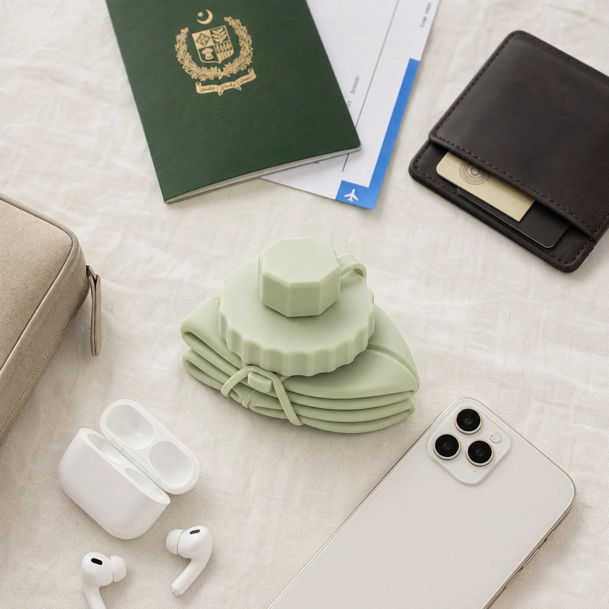 Travel packing flat lay