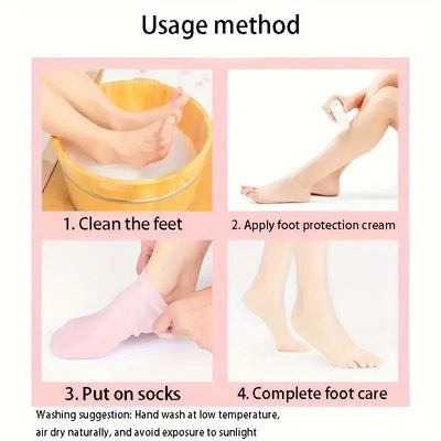 2-Pack Silicone Moisturizing Foot Socks | Spa Gel Socks for Dry, Cracked Feet