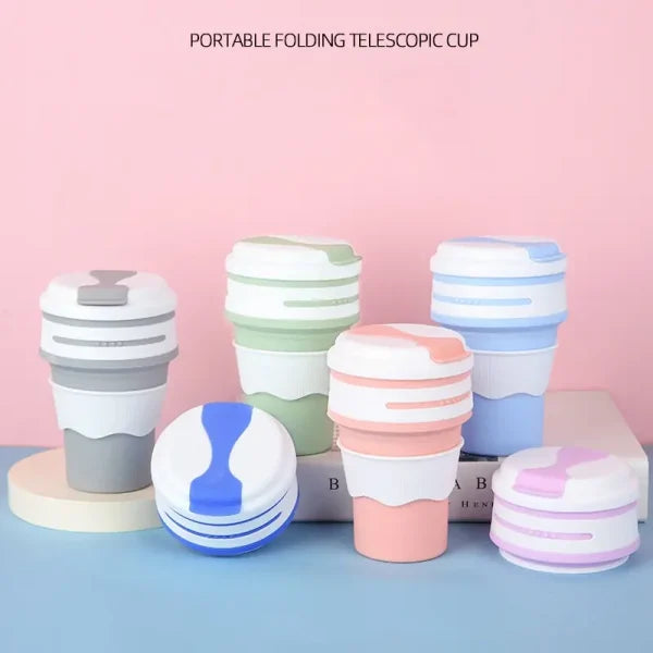 Collapsible Coffee Cup | Portable, Reusable Silicone Travel Mug with Leakproof Lid