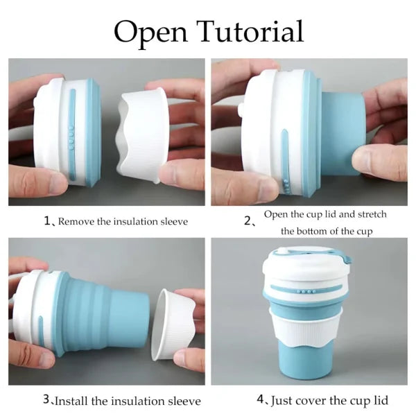 Collapsible Coffee Cup | Portable, Reusable Silicone Travel Mug with Leakproof Lid