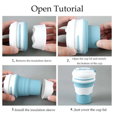 Collapsible Coffee Cup | Portable, Reusable Silicone Travel Mug with Leakproof Lid