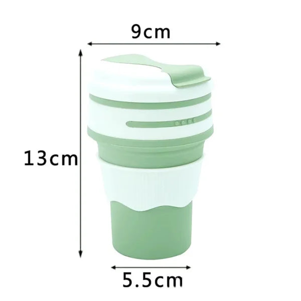 Collapsible Coffee Cup | Portable, Reusable Silicone Travel Mug with Leakproof Lid